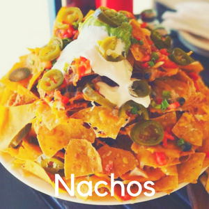 A plate of nachos piled high