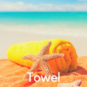 A towel with a starfish on the beach