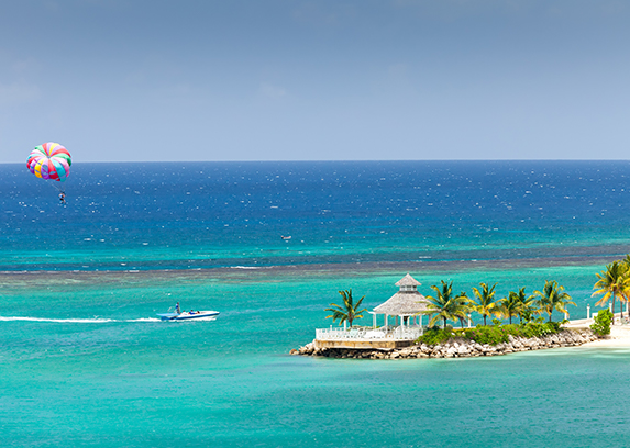 Parasailing and boating with the family on the beaches of Ocho Rios, Jamaica